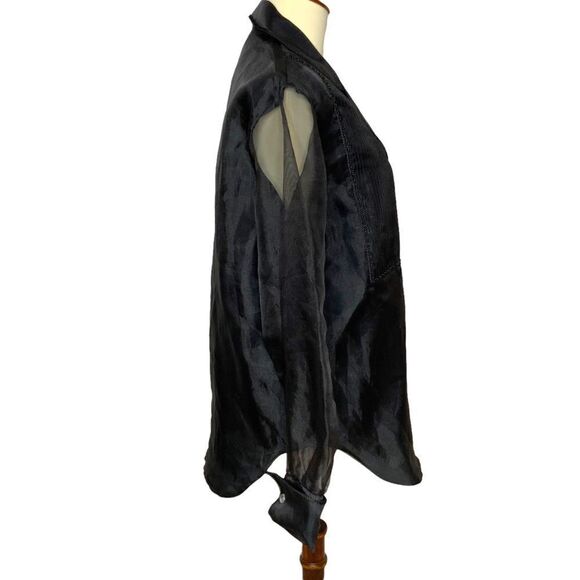 VINTAGE ISHYU black button front blouse size S - Picture 8 of 11